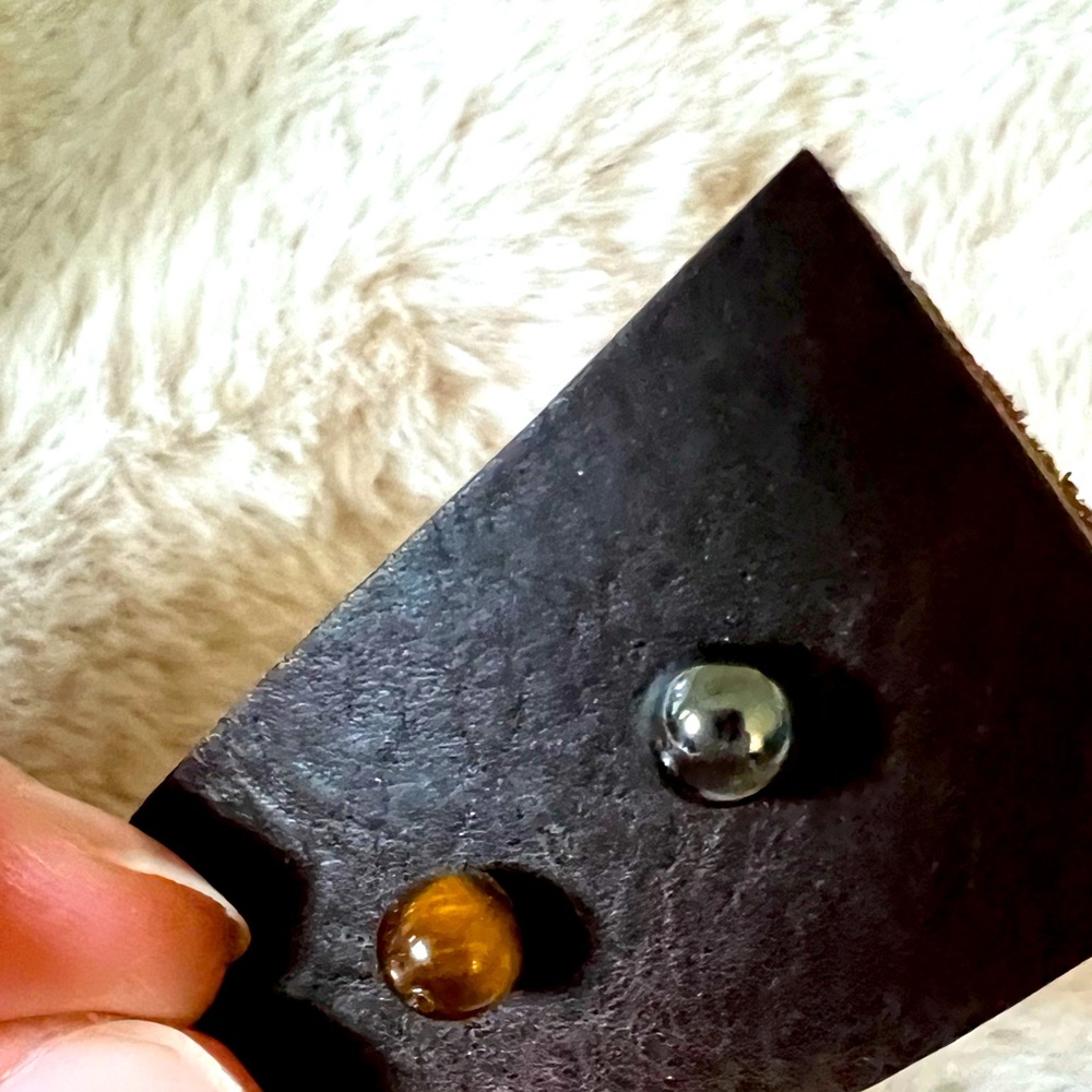 Genuine gemstone stud earrings tigers eye and hematite post earrings